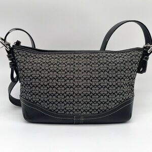 Coach Vintage Y2K black signature canvas and leather hobo shoulder bag